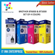 Brother BT6000 and BT5000 Genuine Ink Bottle Set of 4 (Black,Cyan,Yellow,Magenta) BT 5000 BT 6000