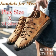 【San Zu】🎉 ✨READY STOCK✨ Plus Size 38-48 Summer Sandals For Men Handmade Leather Shoes Casul Breathable Oxfords Outdoor Shoes