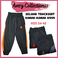 SELUAR TRACKSUIT KANAK-KANAK DAN DEWASA K444 LINE TEPI SIZE 24-42 / TRACKSUIT KAKI BERCERUT BUDAK / 