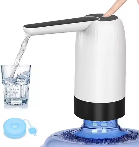 Portable Water Dispenser for 3-5 Gallon Bottle, USB Electric Water Pump, Easy Switch (White)
