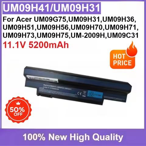 New Laptop Battery for Acer UM09G75,UM09H31,UM09H36,UM09H41,UM09H51,UM09H56,UM09H70,UM09H71,UM09H73,