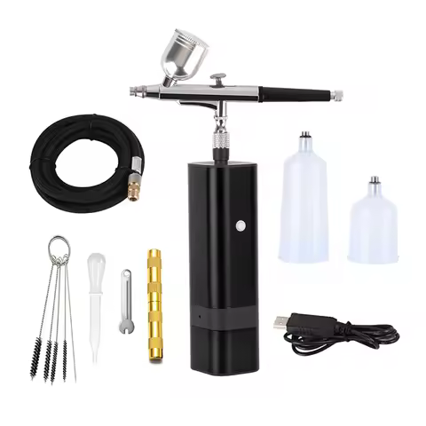 Best 32 PSI Cordless Airbrush With Pocket Compressor Portable Higher Pressure Black And Red Color 1.
