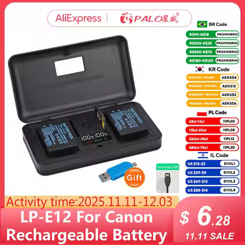 PALO LP-E12 LPE12 LP E12 Battery 2000mAh for Canon EOS M M10 M50 M100 Rebel SL1 100D Kiss X7