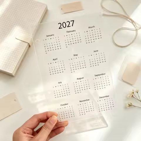 2027 Calendar Acrylic Divider Page A5A6 Six hole Loose leaf Inner Page Next year Calendar Hand Accou