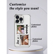 1pc Customizable Heart-Shaped Double Image Electroplated Shockproof Lens Protection Phone Case, Suit