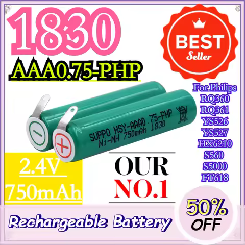 HSY-AAA0.75-PHP 2.4V 750mAh Ni-MH Battery For Philips RQ360 RQ361 YS526 YS527 HX6210 S560 S5000 FT61