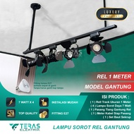 Paket lampu sorot rel mini studio 7 watt 1 set isi 4 rel tracklight