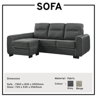 3 Seater Sofa With Stool Fabric Sofa L Shape Cushion Sofa