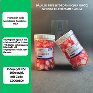 PTFE Hydrophilic Filter (Water) Syringe Filter 25mm 0.45um LAB HA NOI - C0000609