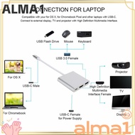 ALMA 3 in 1 Type-C Hub, 4K Output TypeC to HD Compatible USB PD TypeC Docking Station, Plug and Play