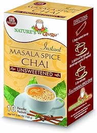 Nature's Guru Instant Masala Spice Chai Tea Drink Mix, Unsweetened, 10 Count Single Serve On-the-Go 