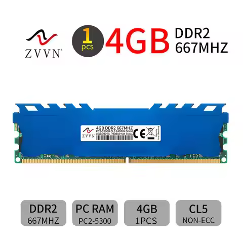 ZVVN 4GB DDR2 667MHz PC2-5300U CL5 240Pin intel DIMM Desktop PC Memory RAM Blue