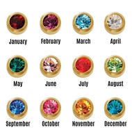 SW Us 10k gold earings Hypoallergenic Birthstone Stud Earring 3 Size