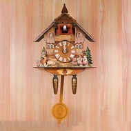 LENMAX. Silent Wood Pendulum Vintage Clocks Vintage Forest Tower Cuckoo Wall Clock Multiple Styles 3D Chiming Wall Decor