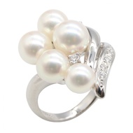 【二手】TASAKI戒指，Akoya珍珠戒指，7號，Pt900鉑金，鑽石，女士，二手