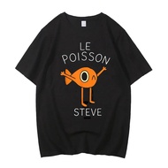 Le Poisson Steve cotton t-shirt teen korean clothes Breathable hip hop 80s top tees hip hop 2000s Pu