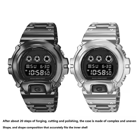 For Casio G-Shock DW6900 Upgrade DW-6900 Stainless Steel Case Band Set Diamond Accents Silver /Gold/