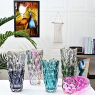 [Light Luxury High-Grade Glass Vase]Internet celebrityinsNew Crystal Glass Vase Luxury Gold Painting European and American Style Living Room Coffee Table Hallway Atmospheric Color Vase
