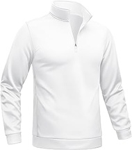 Men's Quarter Zip Lightweight Fleece Lined Thermal Sweatshirts 1/4 Zip Golf Sweater