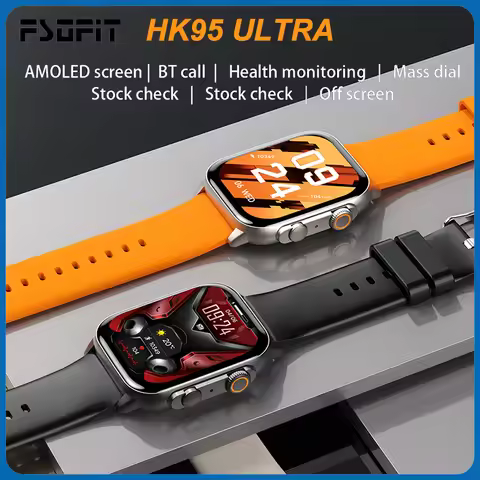 HK95 Ultra Smartwatch Men Women NFC AMOLED Screen BT Call Blood Oxygen Heart Rate Sports Waterproof 