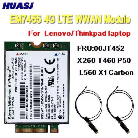 Huasj EM7455 Sierra Wireless FDD / TDD LTE 4G módulo Gobi6000 para Lenovo FRU: 00JT542 01AX756 T460 