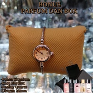 Jam Tangan Gelang Wanita Tali Rantai Titanium Kekinian Analog Quartz Free Parfum dan Box Bagus