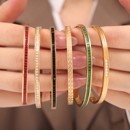 Exquisite Stainless Steel Women Bracelet Colorful Rhinestones Slender Bangle Luxury Jewelry