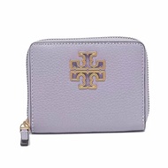 【TORY BURCH】雙T-LOGO素面拉鍊短夾-薰衣草紫