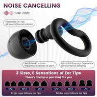 Noise Cancelling Ear Plugs for Sleeping - 2 Pairs Reusable Soft Silicone Noise Block Earplugs for So
