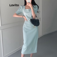 Lovito Casual Plain Pleated Dress for Women L77ED124