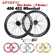 Litepro S42 Front Rear Wheelset 406 451 Folding Bike V Brake Hub 74 - 100- 130-135mm Double Wall Rim
