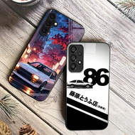 Initial D AE86 03 Glass Phone Case For Samsung Galaxy A14 A16 A30 A22 A32 A33 A15 A35 A42 A55 A56 4G
