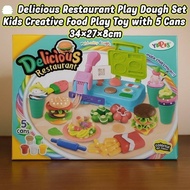 Delicious Restaurant Play Dough Set – Kids Creative Food Play Toy with 5 Cans – 34x27x8cm