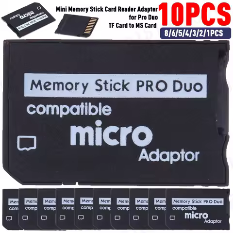10-1pcs For Pro Duo TF To MS Card Memory Stick Adapter Plug and Play Mini Memory Stick Adapter Repla