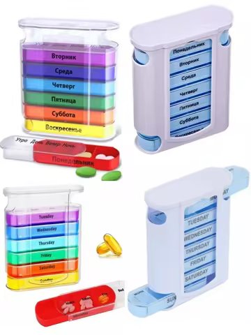 Pill Container Weekly 7 Days Pill Container 28 Compartments Pill Organizer Pill Dispenser Plastic Pi