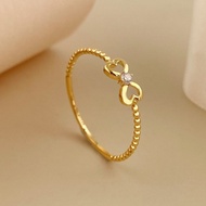 MEGAN JEWELLERY RIBBON RING MINIMALIST + STONE EMAS 916