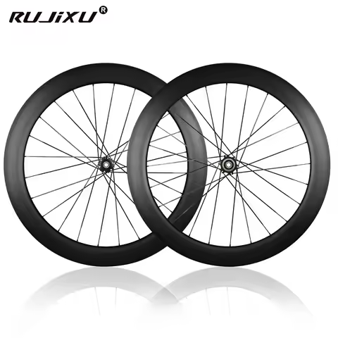 RUJIXU-Carbon Wheels Disc Brake, Carbon Rim Center Lock, Road Bike Wheelset, Road Racing, 700C