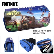 Bjm1 New Style Fortnite Fortnite Night Student Pencil Case Large Capacity Canvas Double Layer Zipper Stationery Box Stationery Bag School Gift