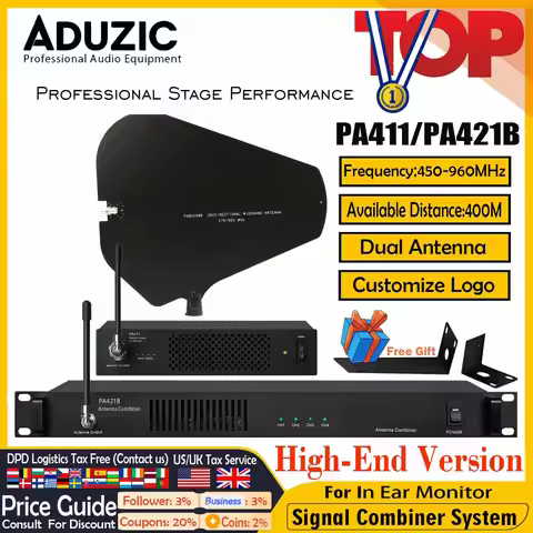 Aduzic PA411 PA421B Antenna Distribution System For All In Ear Monitoring System PA805 Passive Anten