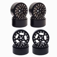 4PCS Black Coating Brass 1.0 Inch Wheel Hub Rims With Tires for RC Crawler Car Axial 1/24 SCX24 1/18 TRX4M Upgrade Parts