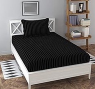 KAWI Satin Polycotton Elastic Fitted Bedsheet Single Bed (72 X 48 X up to 6 Inches Mattress Size) - 