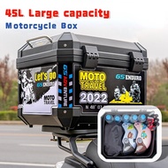 【New】45L Motorcycle Top Box ABS Aluminium Motorcycle Box Storage Top Box Extra Trunk SANDAR BELAKANG SUITABLE