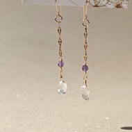 水晶紫水晶精緻耳環 手術級不鏽鋼14kgf無耳洞選項