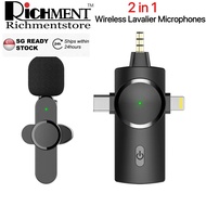 【✅SG Seller】2 in 1 Wireless Lavalier Microphones Audio Video Recording Micphone For iPhone iPad Andr