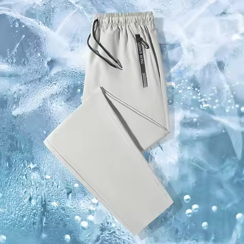 Men's Ice Silk Jogger Trousers Summer New Thin Quick Dry Business Jogger Pants Men Outdoor Stretch B