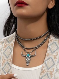 1 collar multicapa de cuentas de perlas navajo occidental para mujeres
