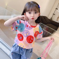 Insular cô gái T-Shirt mùa hè mới phim hoạt hình Smiley in mỏng và thoải mái