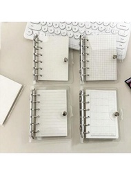 1 Set de bloc de notas transparente, agenda de anillas mensual/punteado/cuadriculado/líneas, cuaderno de anillas A7