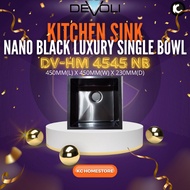 DEVOLI HIGH GRADE NANO BLACK LUXURY SINGLE BOWL HANDMADE SINK DV-HM 4545NB