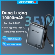 Sạc Dự Phòng 35W Vention 10000mAh Nhỏ Gọn Tiện Lợi Tích Hợp Cáp USB-C Hỗ Trợ PD Cho Điện Thoại Tai N